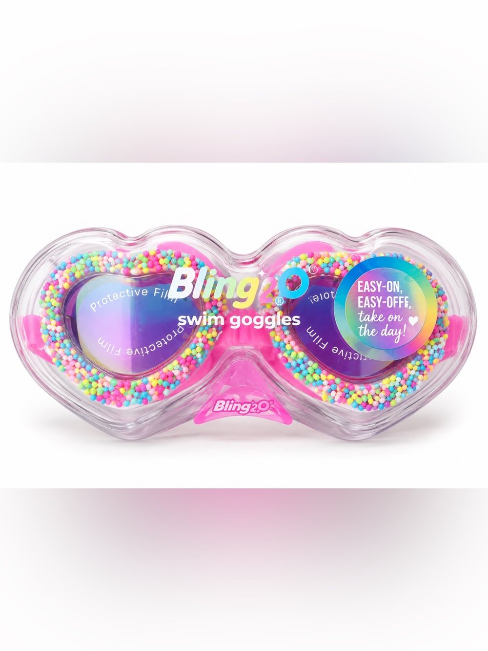 Bling2o Kids Pink Heart Swim Goggles with Bead Accent